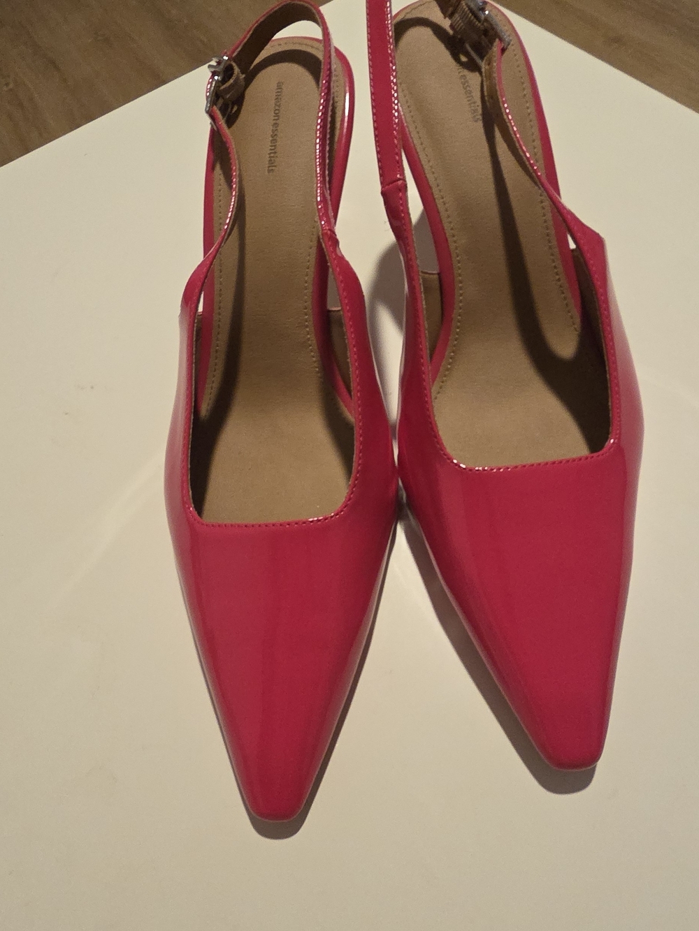 Amazon Essentials Hot Pink Patent Slingback Pointed Toe Mules